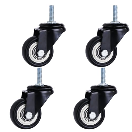 回転キャスター、ステムホイール 工業用ホイール M8 M10 ノイズなし ブレーキ付き 重荷重用型 車輪 ねじ込み式 キャスター 交換 修理 黒い静音 用 台車 カート 物流機器 (ブレーキなし,60mm/M10) [並行輸入品]